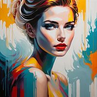 Frau mit rotem Lippenstift moderne Pop-Art