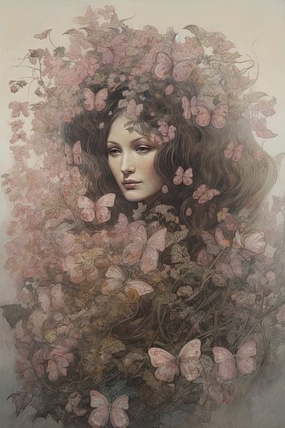 Frau mit Schmetterlingen von Bert Nijholt