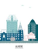 Skyline-Illustration der Stadt Almere in Farbe