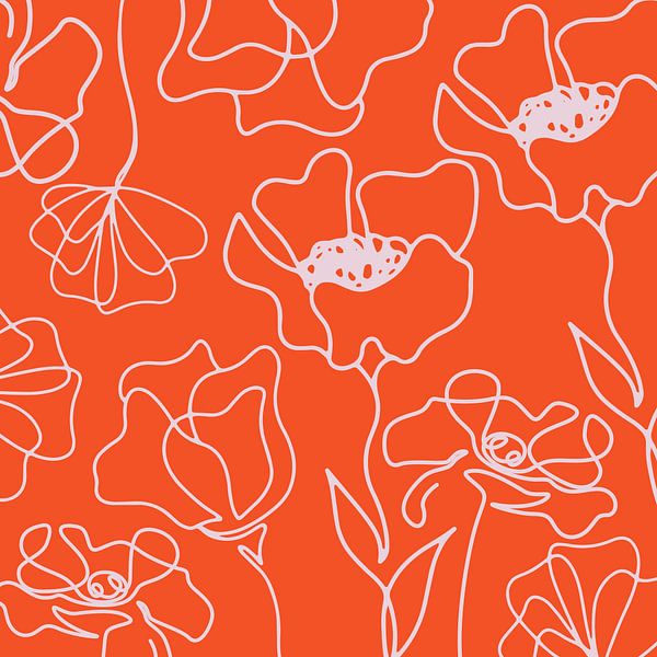 Skandinavischer Blumen Markt Koralle von Mad Dog Art