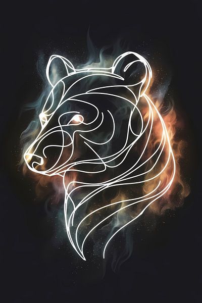 Bär in sternenklarer Nacht: Moderne Strichkunst von Art & Soul Creations