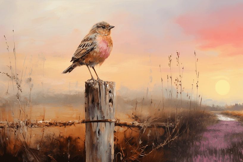 The bird on the lookout during the colourful sunset. by Karina Brouwer