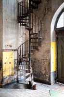 Verlassene Metalltreppe.