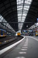 Train arrives at Amsterdam Central Station