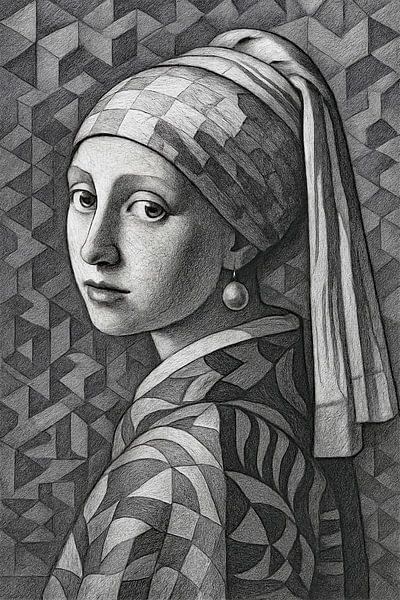 La fille à la boucle d'oreille en perle par Moonheart Artworks