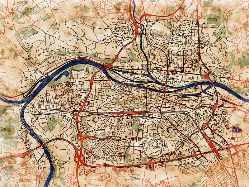 Carte de Regensburg avec le style 'Serene Summer' par Maporia