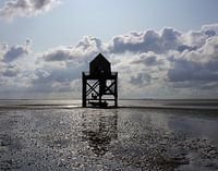Vogelbeobachterhaus auf dem Wattenmeer