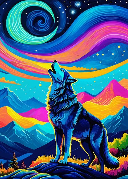Loup hurlant Nuit étoilée par MIROKKU