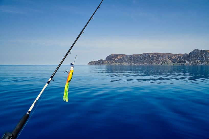 Angelrute vor dem Westkap in der norwegischen Fjordlandschaft. Skandinavien von Martin Köbsch
