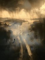 Moderne und abstrakte Landschaft im Wabi-Sabi-Stil