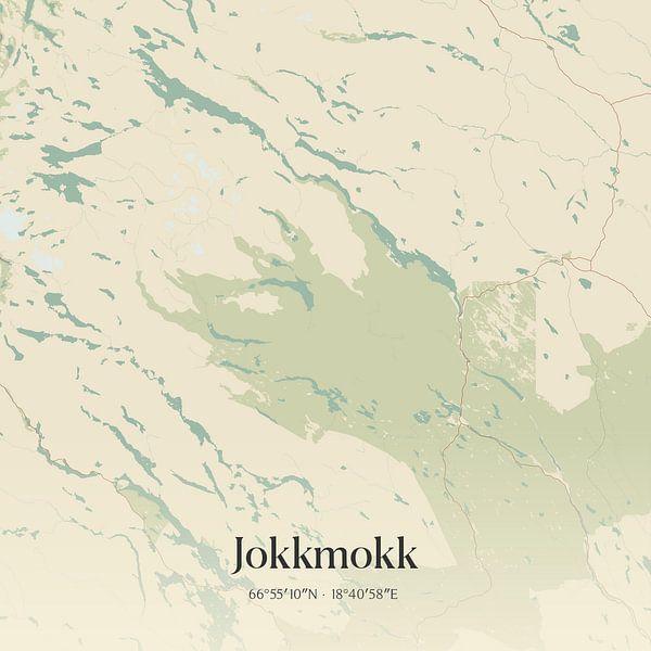 Alte Karte von Jokkmokk, Schweden. von Ortsdrucke