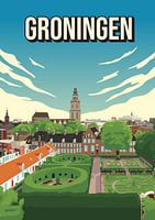 Groningen: Colourful Cityscape Poster