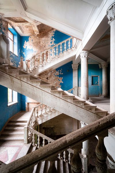 Abandoned Blue Staircase. by Roman Robroek - Photos of Abandoned Buildings