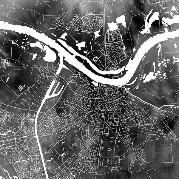 Nijmegen City Map | Black Watercolor | Wall Circle or Square by WorldMapShop