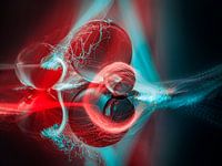 Glaskugeln und die Lichter einer Glasfaser-Lampe