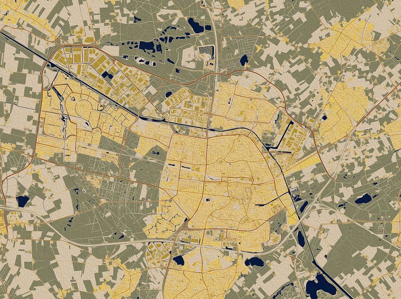 Carte de Tilburg dans le style de Gustav Klimt par Maporia