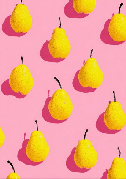 Poires jaunes sur fond rose par Niklas Maximilian