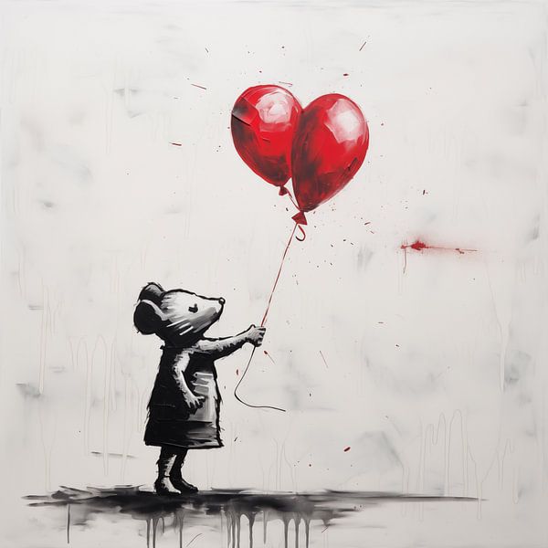 Maus mit 2 Luftballons von TheXclusive Art