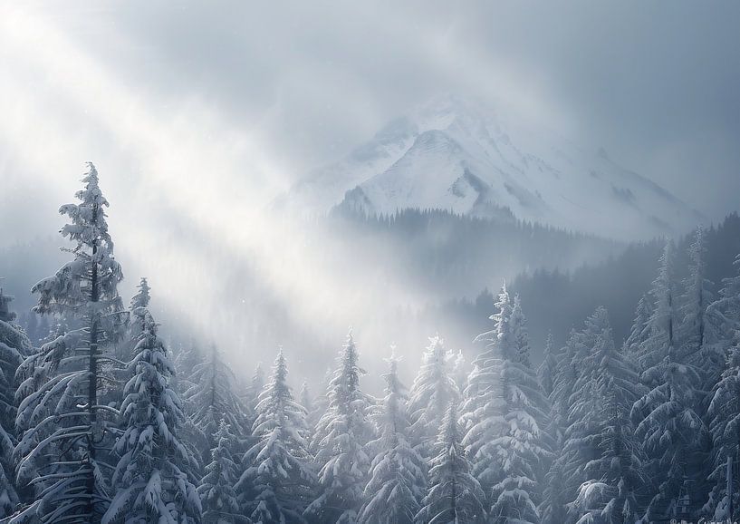 Montagnes hivernales mystiques par fernlichtsicht