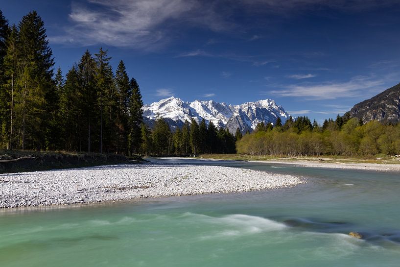 View of the Zugspitze on the Loisach by Andreas Müller