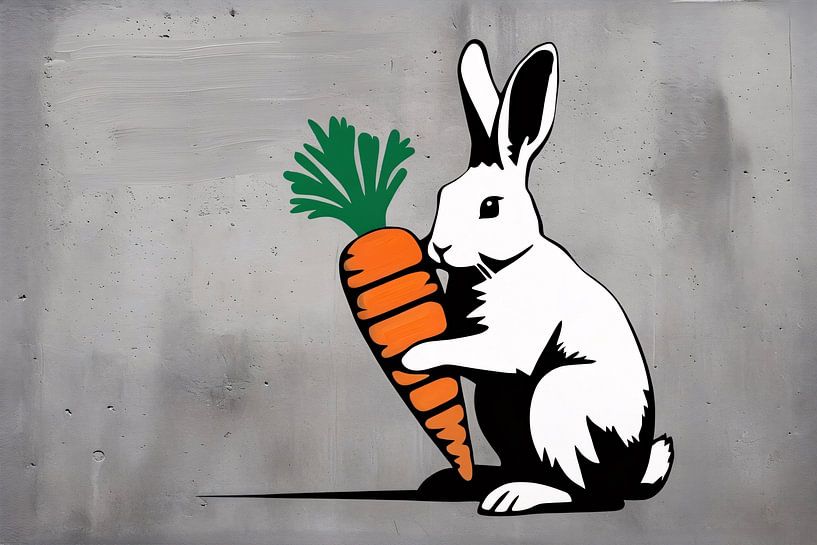 Illustration d'un lapin avec une carotte par Imperial Art House