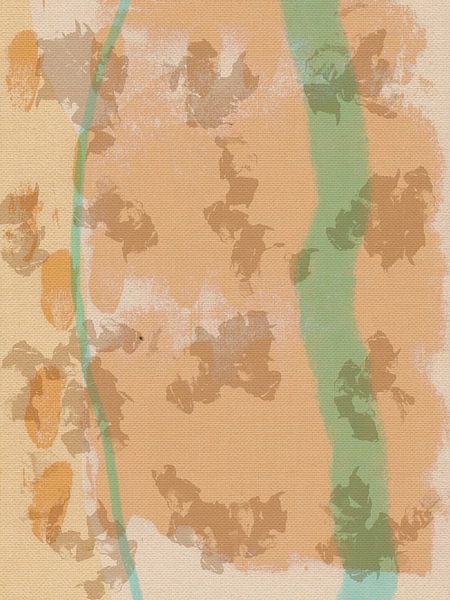 Abstracte vormen en lijnen in botergeel en groen van Abstract Minimalist Art