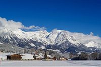 Wilde Kaiser gezien vanuit Söll, in Oostenrijk, Tirol