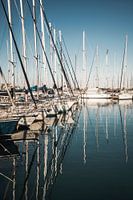 Segelboote in der Stille Spiegelungen im Jachthafen