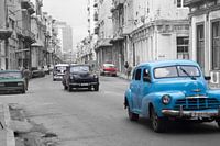 Cuba artistic black and white with colored cars