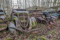 Verlassener Oldtimer in den Wäldern
