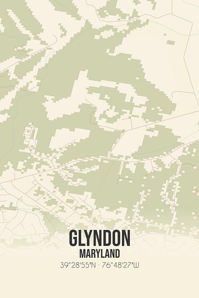 Carte ancienne de Glyndon (Maryland), USA. par Affiches de lieux