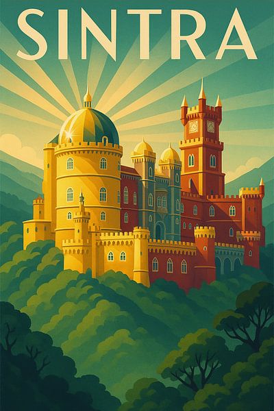 Sintra Pena Palace Art Deco Poster par Travel Shop