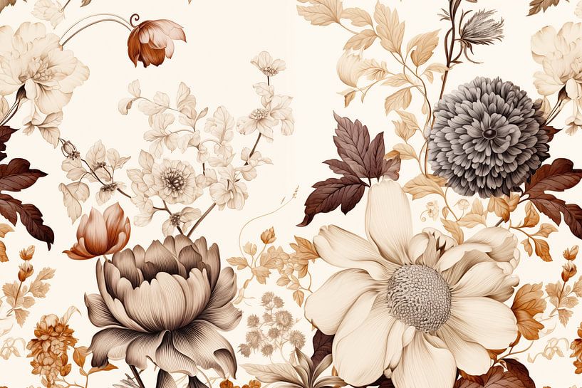 Vintage-Blumenmotiv von Caroline Guerain