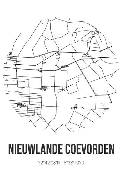 Nieuwlande Coevorden (Drenthe) | Map | Black and White by Prints of Place