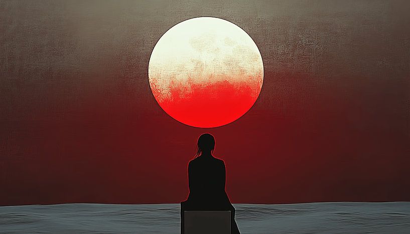 Contemplation du soleil rouge par Art Lovers