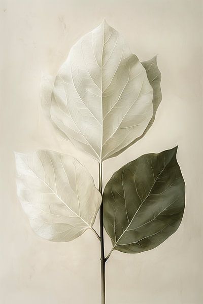 Gelassenes Blatt - Japandi-Stil - 3 - grün von Marianne Ottemann - OTTI