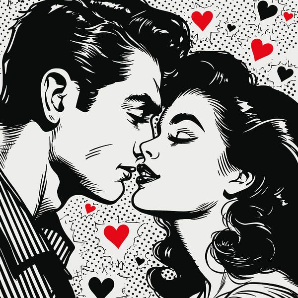 Der Kuss: Pop Art Passion, Valentinstagskunst von Color Square