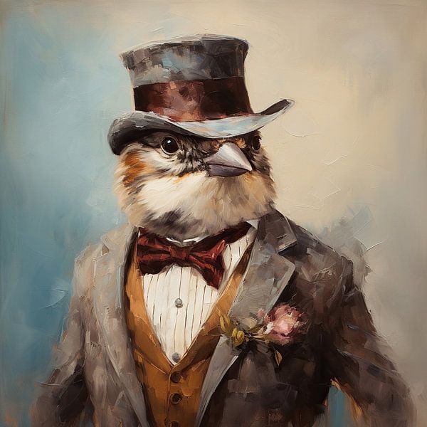 Vogel mit Hut von Wunderbare Kunst