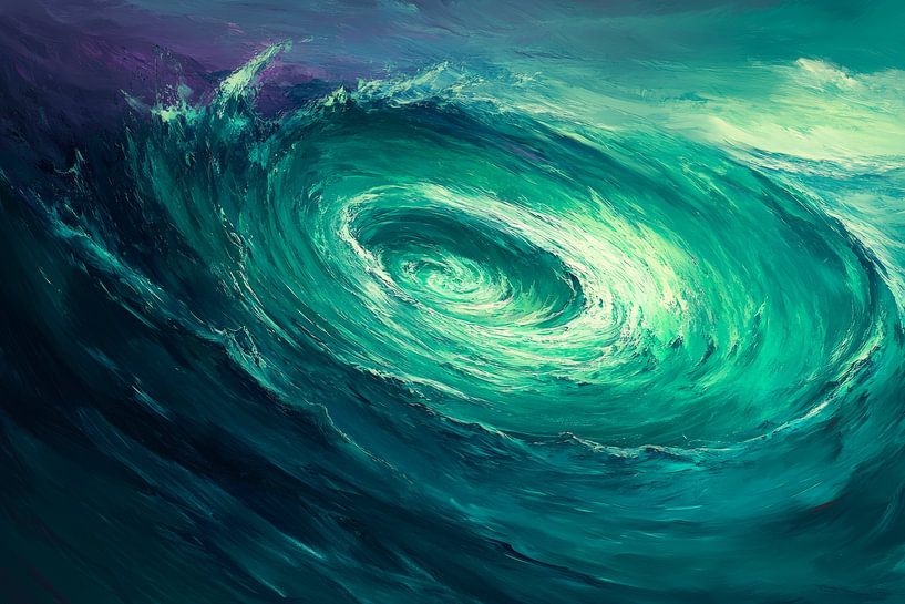 Wirbelnder Ozean in sanften Grüntönen von Poster Art Shop