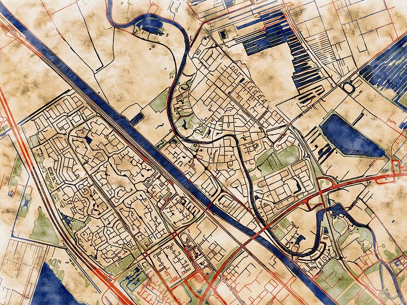 Carte de Maarssen avec le style 'Serene Summer' par Maporia