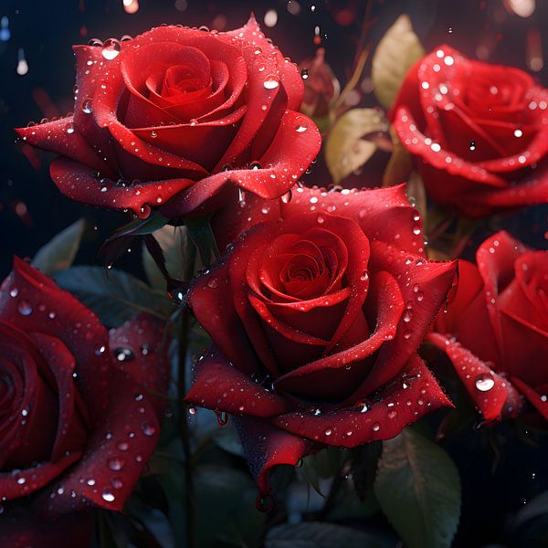 Roses dans la rosée du matin par Heike Hultsch