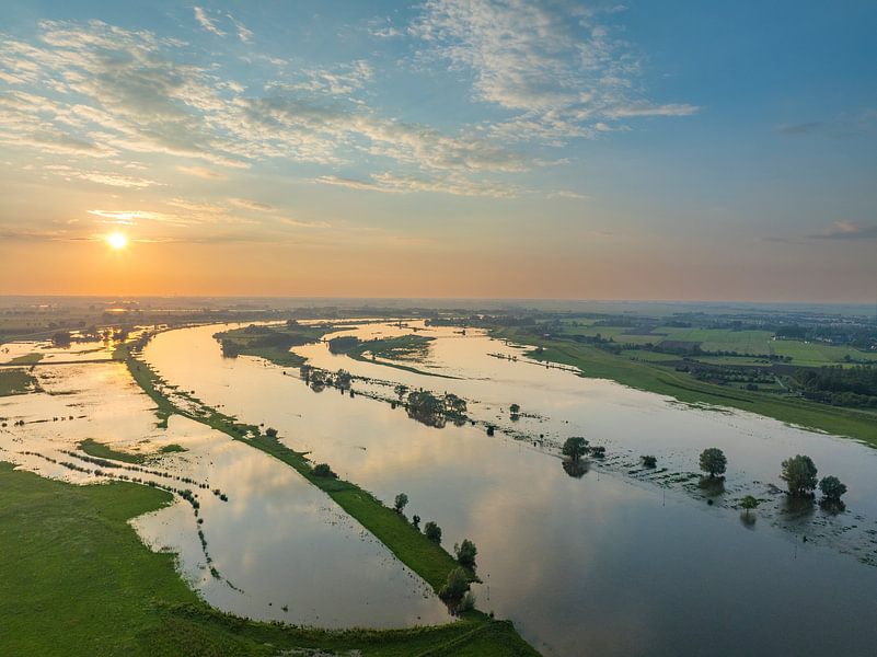 IJssel landscape during sunset seen from above by Sjoerd van der Wal Photography