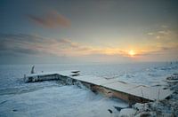 Bevroren IJsselmeer bij Warder