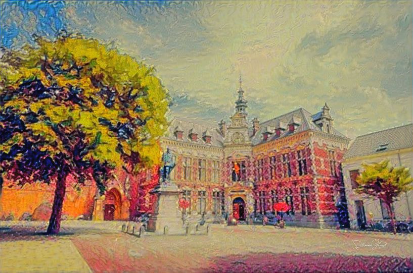 Impressionist Painting Utrecht Academy Building by Slimme Kunst.nl