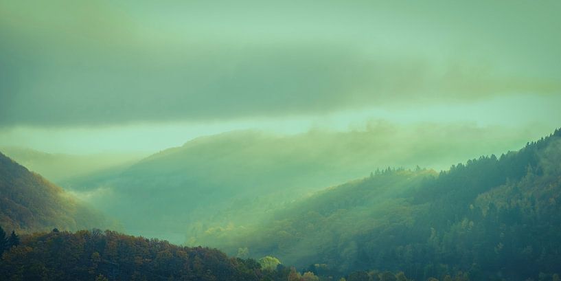 Collines dans l'Eifel en Allemagne au début d'une belle journée d'automne par Sjoerd van der Wal Photographie