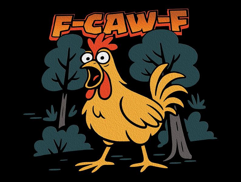 Funny Chicken Design – F-Caw-F Cartoon Animal Humor by Ramy Salah Hefny