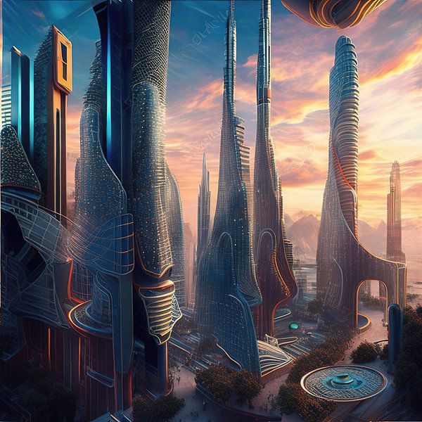 Futuristic colourful cityscape - 16 by Leo Luijten