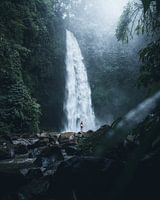 Impressive waterfall in Bali's jungle