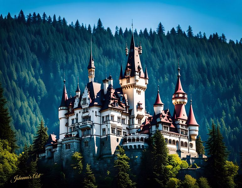 Schloss-Traumlandschaft - Schloss Peleș, Karpaten, Rumänien 1 von Johannas Art Creations