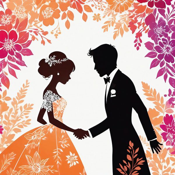 Silhouetten von Braut und Bräutigam von Laly Laura